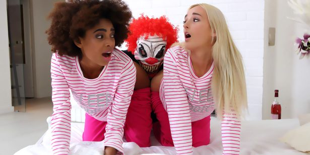 Luna Corazon and Daisy Lee in Evil Clown Attacks Two Girlfriends F Image